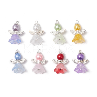 8Pcs 8 Colors Glass Pendants PALLOY-JF03575-02-1