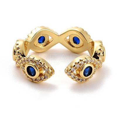 Evil Eye Cubic Zirconia Cuff Ring RJEW-E170-08G-1