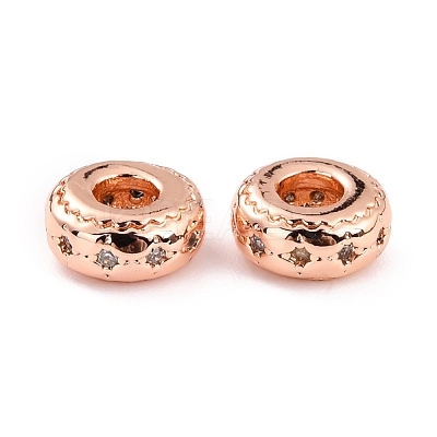 Brass Micro Pave Clear Cubic Zirconia Beads ZIRC-P091-05B-RG-RS-1