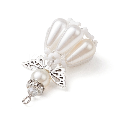 Pearlized Glass Pearl Beads Pendants PALLOY-MZ00487-04-1