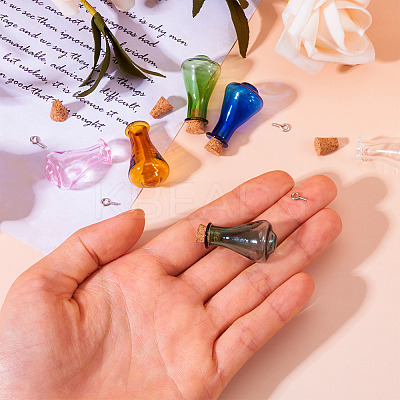 6Pcs 6 Colors Cone Glass Wishing Bottle Decoration AJEW-TA0001-52B-1
