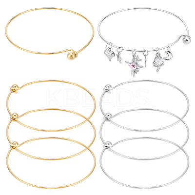 6Pcs 2 Colors 304 Stainless Steel Bangles for Women BJEW-UN0001-59-1