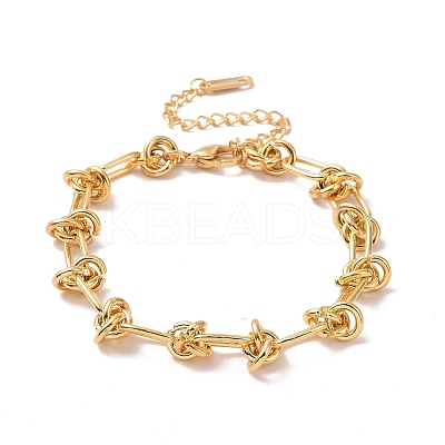 304 Stainless Steel Knot Link Chain Bracelet for Men Women BJEW-E020-01G-1