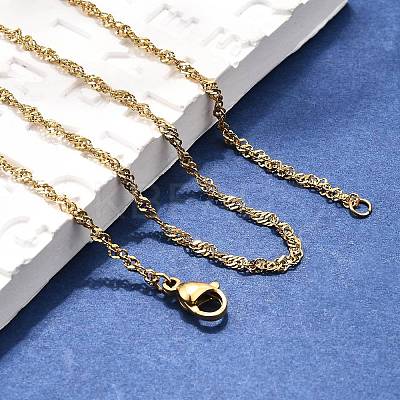304 Stainless Steel Chain Necklaces MAK-N016-15G-1