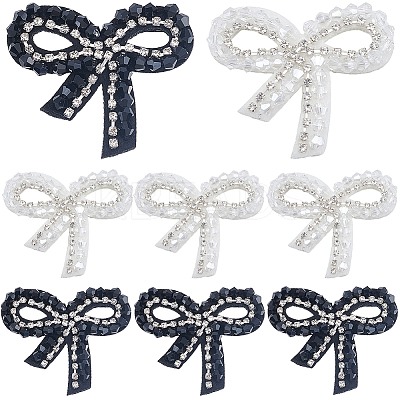 8Pcs 2 Colors Imitation Pearl & Glass Beads Sew on Appliques DIY-CY0001-30-1