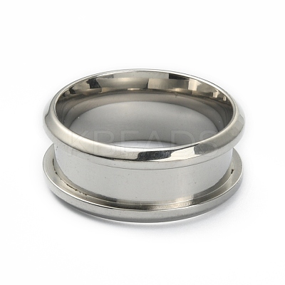 201 Stainless Steel Grooved Finger Ring Settings STAS-WH0029-52A-P-1