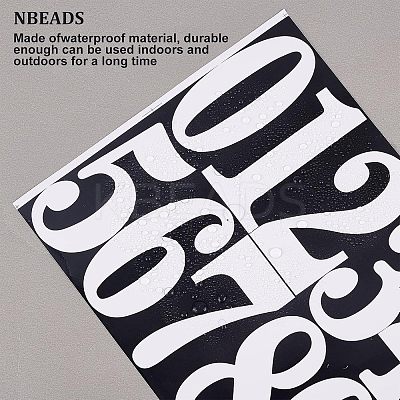 12 Sheets 2 Colors Number 0~9 PVC Waterproof Self-Adhesive Sticker DIY-NB0007-28-1
