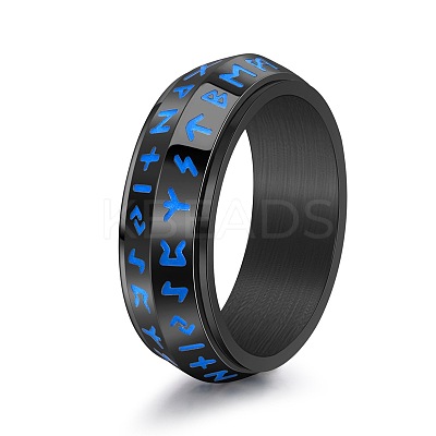 Rune Words Viking Amulet Stainless Steel Rotating Finger Ring PW-WG36209-19-1