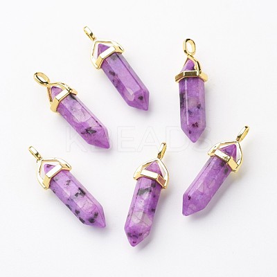 Natural Sesame Jasper/Kiwi Jasper Double Terminated Pointed Pendants G-G902-B03-1
