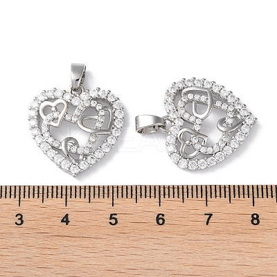 Rack Plating Brass Micro Pave Cubic Zirconia Pendants KK-K340-04P-1