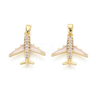 Brass Micro Pave Cubic Zirconia Pendants KK-T073-60A-G-1