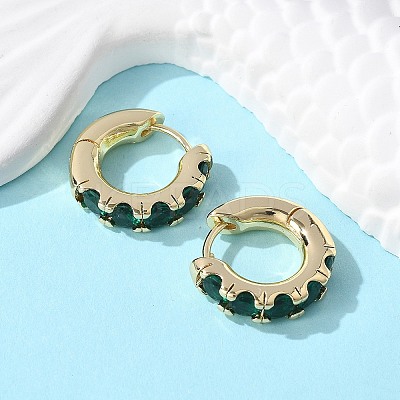Green Cubic Zirconia Hoop Earrings EJEW-C022-08G-1