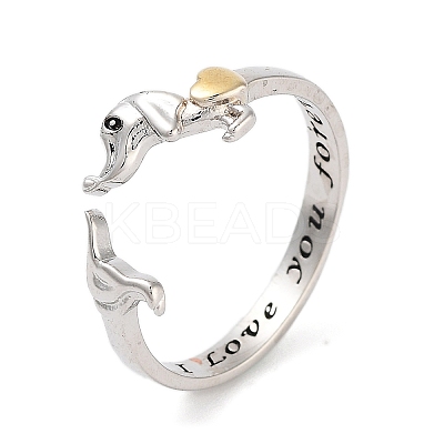 Dog Brass Open Cuff Rings for Women LS-RJEW-S416-01G-1