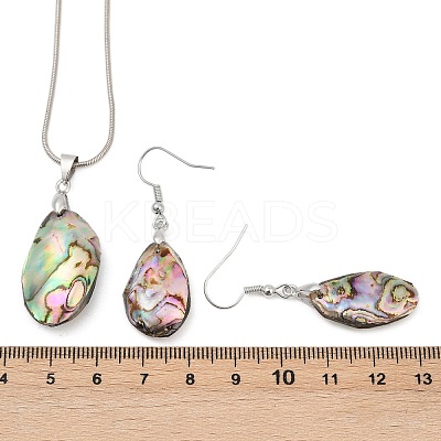 Abalone Shell/Paua Shell Jewelry Sets SJEW-E032-02-1