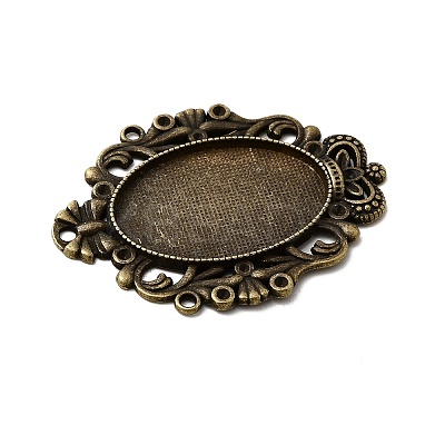 Tibetan Style Alloy Pendant Rhinestone Cabochon Settings TIBEP-5315-AB-FF-1