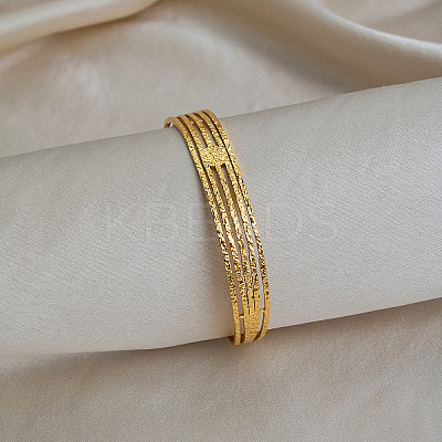 Vintage Hammered 304 Stainless Steel Multi-strand Cuff Bangles for Women AJ6872-1