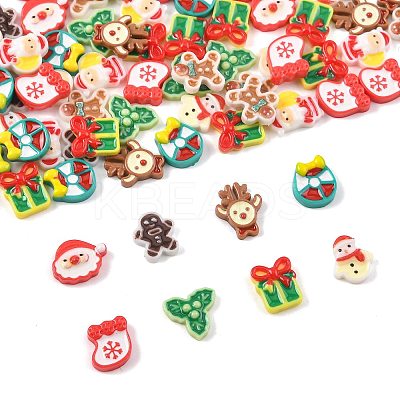 100Pcs 10 Styles Christmas Luminous Resin Cabochons RESI-FS0002-40-1