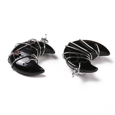 Natural Obsidian Pendants G-B023-01P-01-1