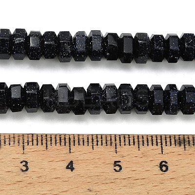 Synthetic Blue Goldstone Beads Strands G-G317-A07-3x6mm-1