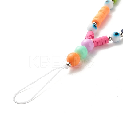 Acrylic Beads and Handmade Polymer Clay Beads Mobile Straps HJEW-JM00582-1