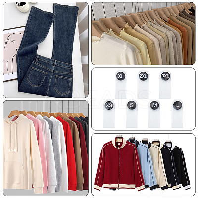 210Pcs 7 Styles Plastic Clothing Size Labels FIND-CY0001-86A-1