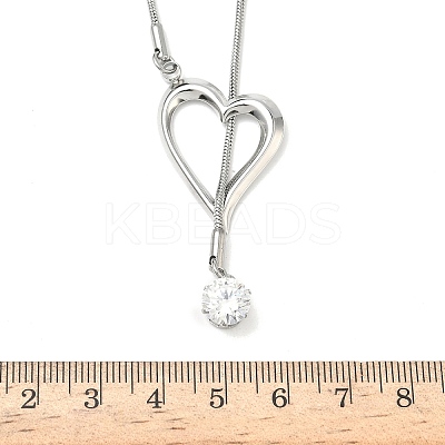 304 Stainless Steel Micro Pave Cubic Zirconia Pendant Necklaces NJEW-D343-05P-1