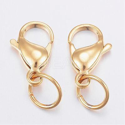 Ion Plating(IP) 304 Stainless Steel Lobster Claw Clasps STAS-P139-A17-G-1
