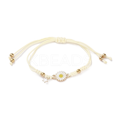 Sunflower Alloy Enamel Charms Braided Bracelets BJEW-A016-01B-1
