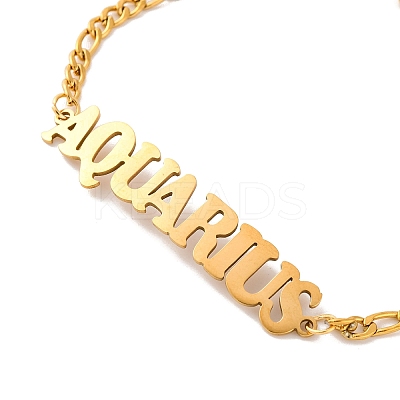 Constellation 202 Stainless Steel Figaro Chain Link Bracelets for Women Men LS-AJEW-U006-01H-1