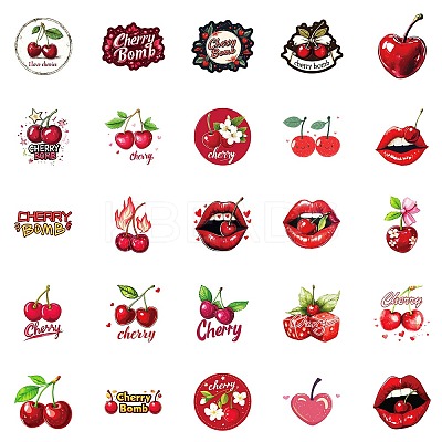 50Pcs Cartoon Cherry Paper Stickers STIC-C012-15-1