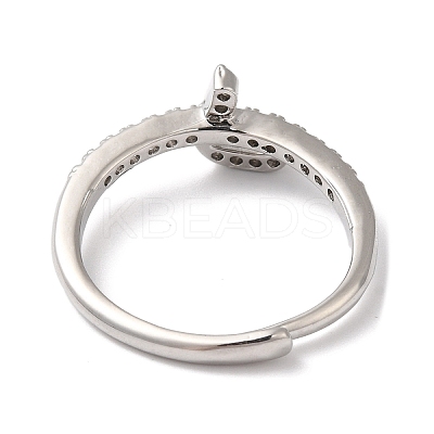 Rack Plating Brass Cubic Zirconia Arabic Letters Adjustable Rings for Women RJEW-S407-10P-10-1