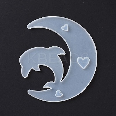 DIY Animal on the Crescent Moon Big Pendant Silhouette Silicone Molds DIY-F125-04-1
