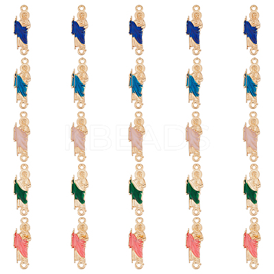 30Pcs 5 Colors Religion Zinc Alloy Enamel Connector Charms ENAM-FH0001-76-1