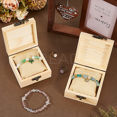 2Pcs Wooden Jewelry Trinket Storage Boxes with 2Pcs Cloth Bracelet Watch Pillows CON-BBC0001-16A-1