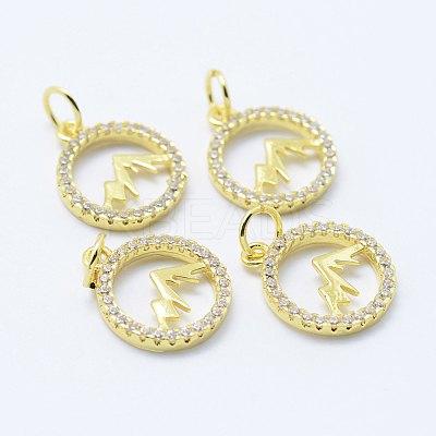 Brass Micro Pave Cubic Zirconia Pendants KK-P133-12G-NR-1