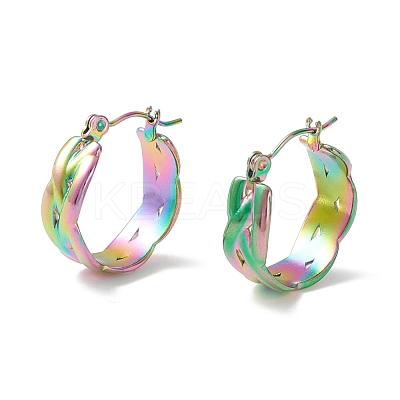 304 Stainless Steel Wide Chunky Hoop Earrings for Women Ion Plating(IP) EJEW-P197-04MC-1
