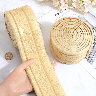 2Pcs Foam 3D Self-Adhesive Waterproof Wallpaper Border DIY-GF0010-19D-1