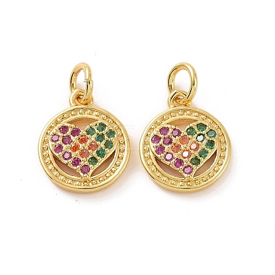 Brass Micro Pave Cubic Zirconia Charms KK-E068-VF135-1