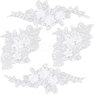 2 Pairs 2 Style 3D Flower Polyester Embroidery Sew on Flower Appliques PATC-CA0001-09-1
