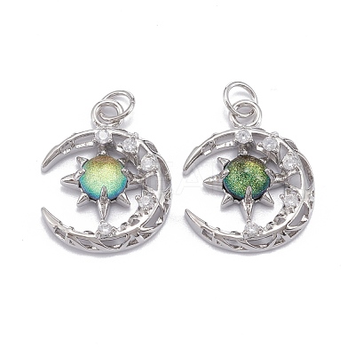 Brass Micro Pave Clear Cubic Zirconia Glass Pendants ZIRC-C024-06P-1