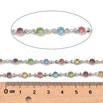 Rack Plating Brass Flower Link Chains CHC-A007-18P-1