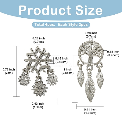 4Pcs 2 Styles Alloy European Beads FIND-YW0009-98-1