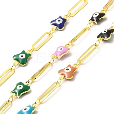 Handmade Eco-friendly Brass Enamel Butterfly with Evil Eye Link Chain CHC-I045-08G-1