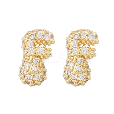 Brass Micro Pave Cubic Zirconia Stud Earrings EJEW-Z091-04G-F-1