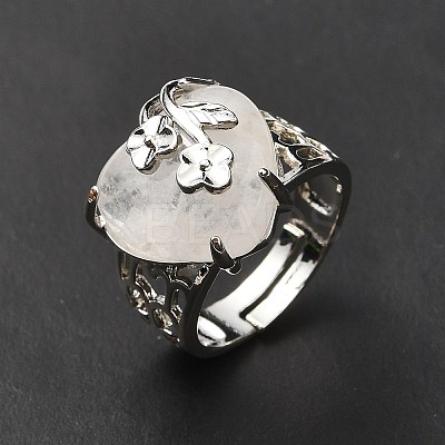 Natural Quartz Crystal Adjustable Rings RJEW-P043-03P-14-1