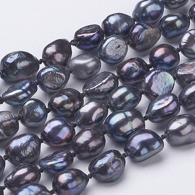 Natural Pearl Beaded Necklaces NJEW-P149-01B-01-1