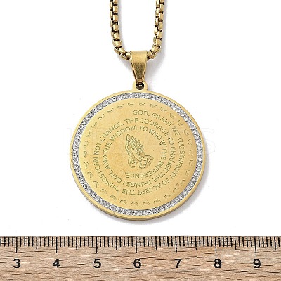 201 Stainless Steel Rhinestone Pendant Necklaces for Women LS-NJEW-U021-05G-1