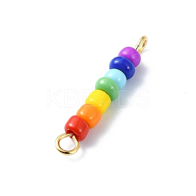 Chakra Glass Seed Beaded Connector Charms PALLOY-JF02530-02-1