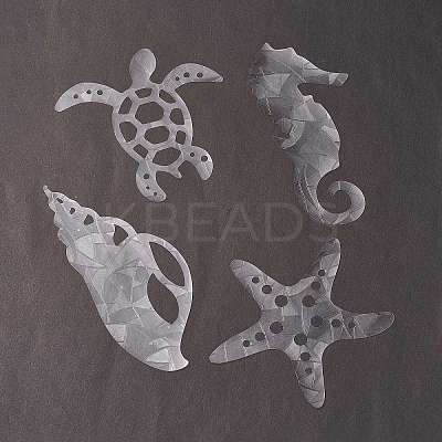 Custom Tortoise & Sea Horse & Starfish & Conch Shape Waterproof PVC Laser Adhesive Stickers DIY-WH0256-005-1