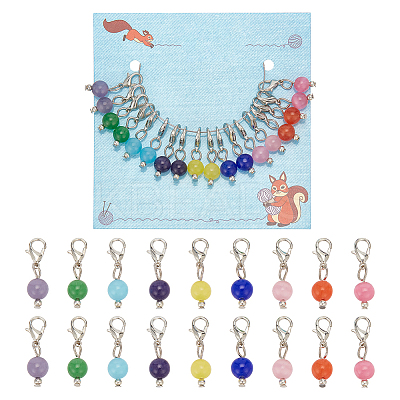 18Pcs 9 Colors Cat Eye Pendant Locking Stitch Markers HJEW-AB00637-1